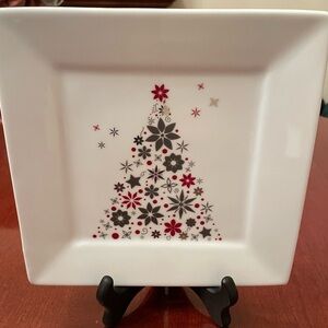 Christmas tree plate 8” square “Linzer” holiday tree collection food network